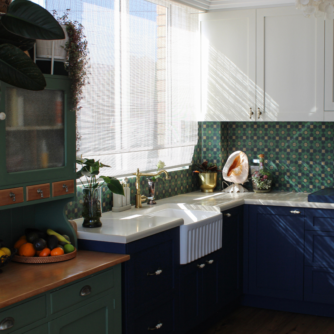 bamboo blinds in kitchen