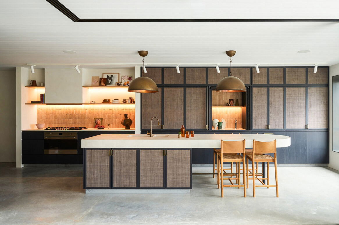 brown stained bamboo kitchen