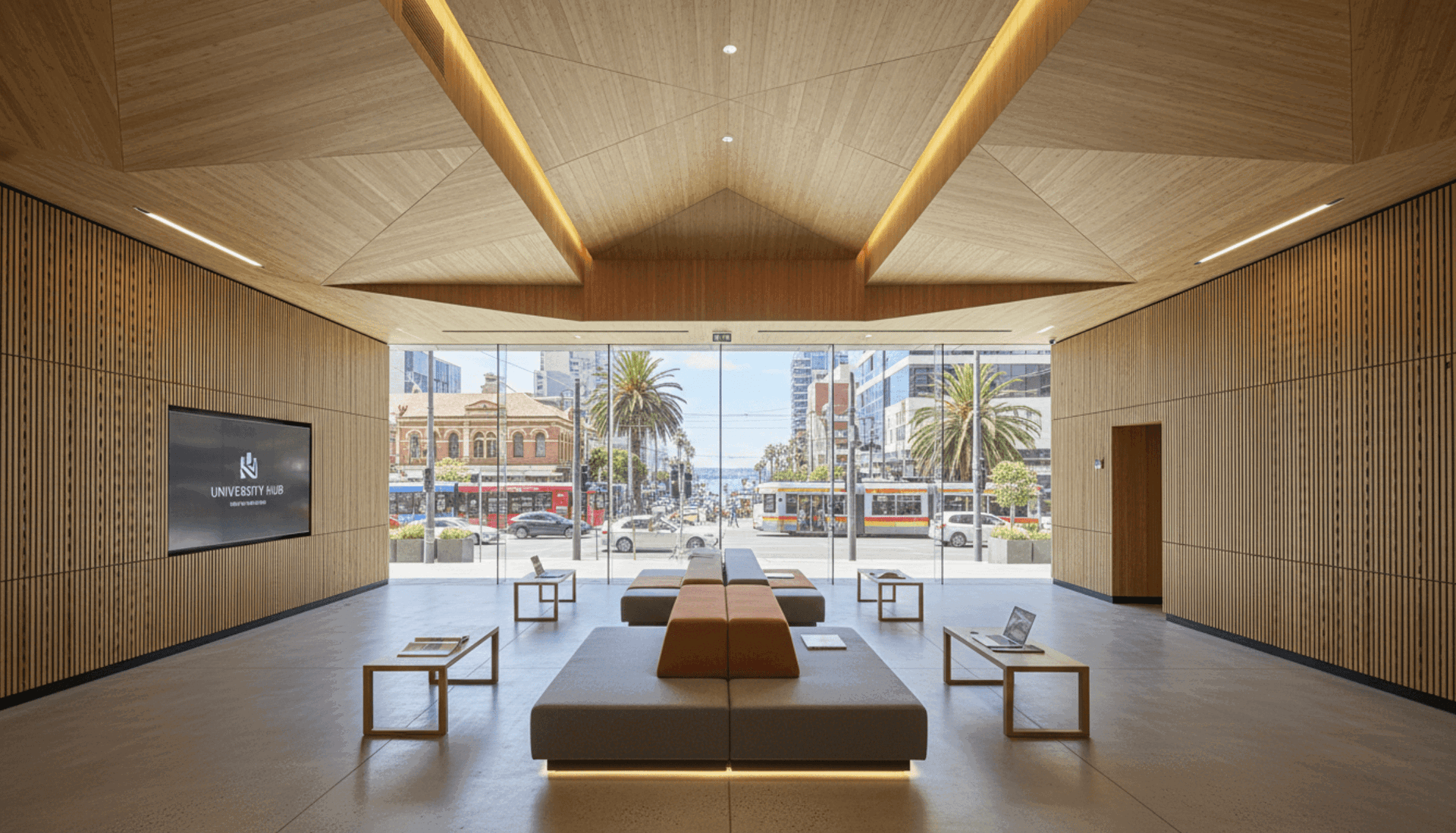 Opera acoustic bamboo wall cladding for public or office architecture