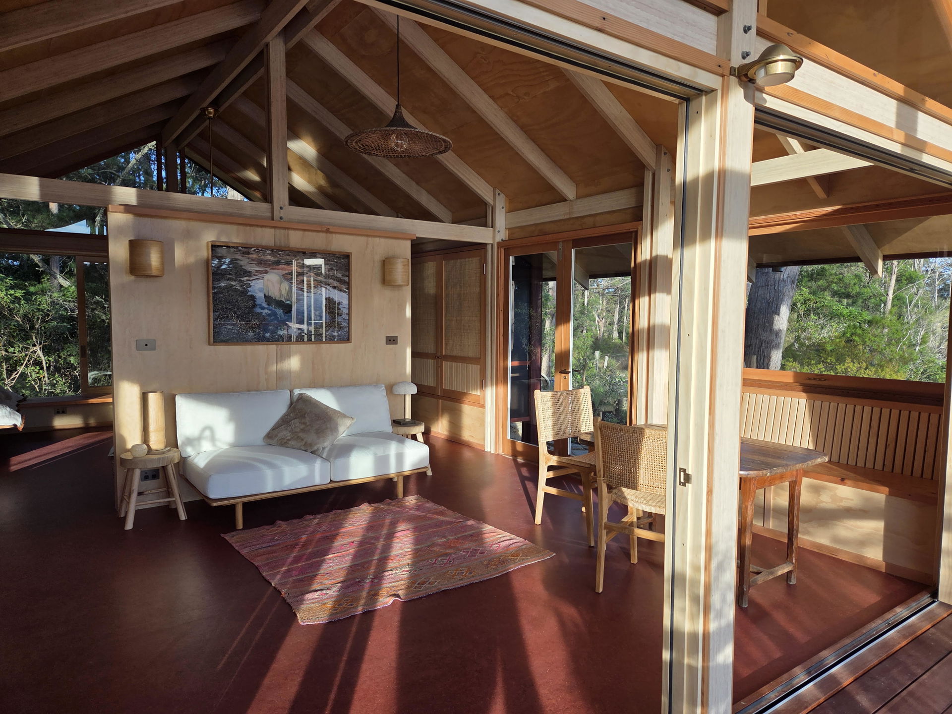 Inside bamboo cottage