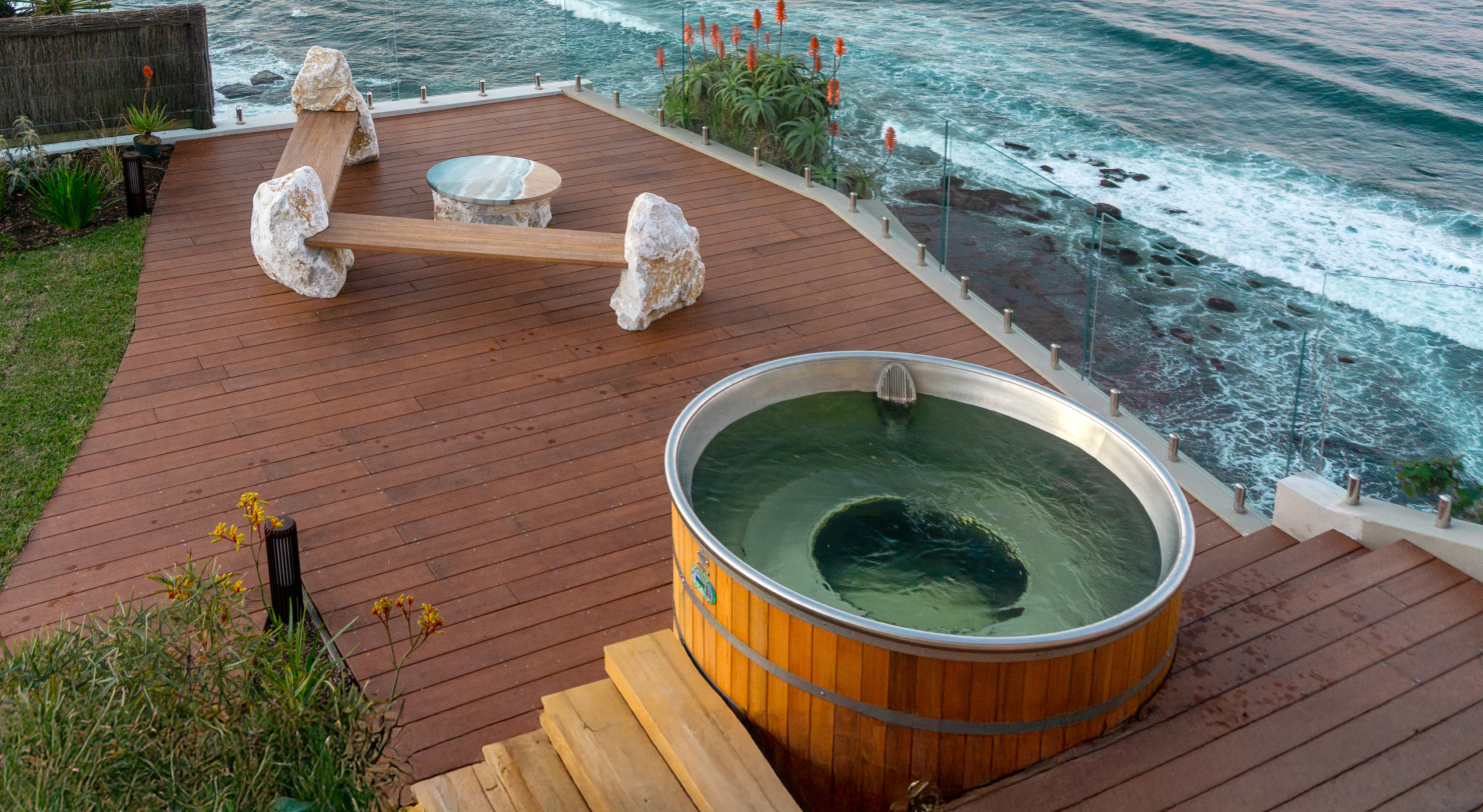 bamboo terrace decking with hot tub and landscape design luxury architecture